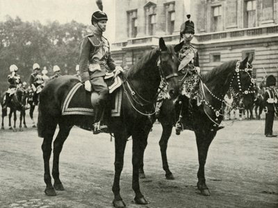 His Majesty with the Duke of Gloucester, at the Trooping the Colour, 1928, 1937 by Unbekannt