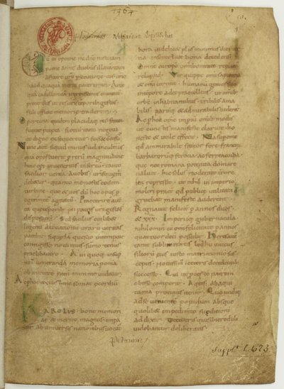 Historia Brittonum by Nennius. First Page of Manuscript by Unbekannt