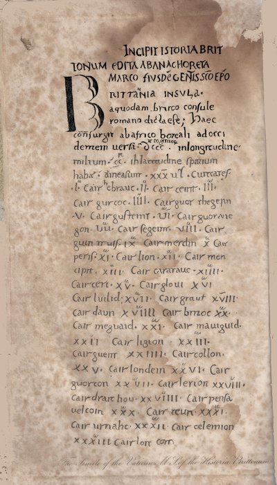 Historia Brittonum by Nennius. First Page of Manuscript by Unbekannt