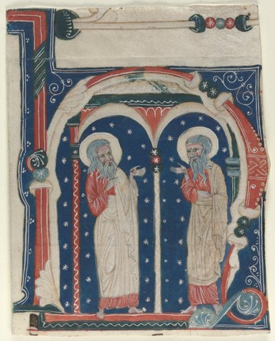 Historiated Initial H Excised from an Antiphonary: SS. Paul the Hermit and Anthony, c1200-1230 by Unbekannt