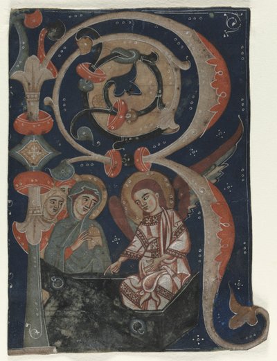Historiated Initial R Excised from a Gradual: The Three Marys at the Tomb, c. 1200-1230 by Unbekannt