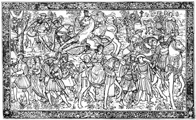 Historical and Allegorical Figures, Tapestry at Hampton Court Palace, Richmond, London by Unbekannt
