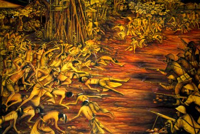Fight of the Dutch against the Balinese in 1908, museum in the Taman Gili palace, Klungkung, Semarapura, Bali, Indonesia by Unbekannt