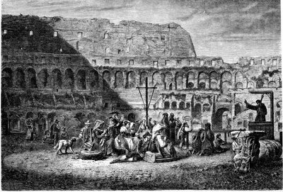 History of Ancient Rome. The Lenten Sermon Inside the Colosseum, Print 1800 by Unbekannt