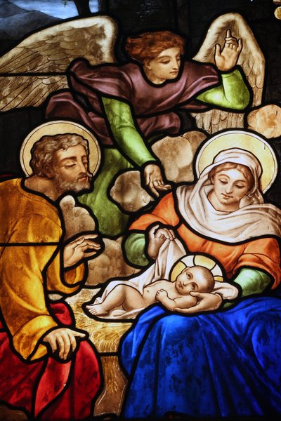 Notre-Dame Cathedral Basilica of Saigon. Stained Glass Window. The Nativity. Ho Chi Minh City, Vietnam by Unbekannt