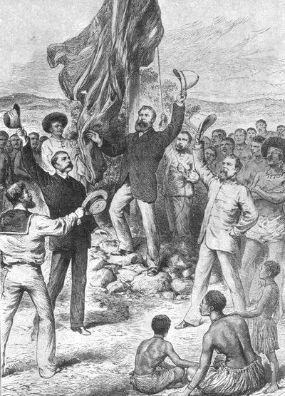 Hoisting the British Flag in New Guinea, 1883: Mr Chester...Calling for Three Cheers, 1901 by Unbekannt