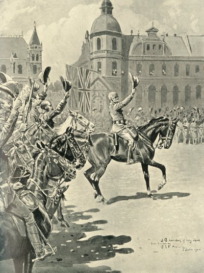 Hoisting the British Flag at Pretoria: Lord Roberts Leading Cheers for the Queen, 1900, 1901 by Unbekannt