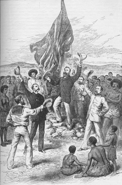 Hoisting the British Flag in New Guinea by Unbekannt