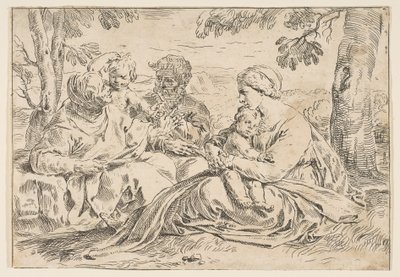 Holy Family with Saint Elizabeth and Saint John the Baptist, copy in reverse, ca. 1639 or after by Unbekannt