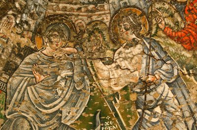 Coptic Monastery of the Holy Virgin and Saint John Kame: 9th Century Fresco: The Annunciation, Egypt by Unbekannt