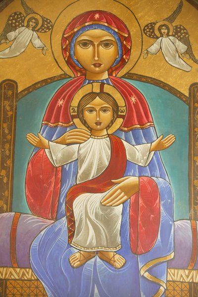 Holy Virgin and Saint John, Kame Coptic Monastery Icon, Egypt by Unbekannt