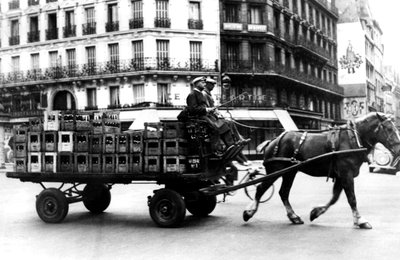 Horse-Drawn Cart Carrying Crates of Drink, German-Occupied Paris, July 1940 by Unbekannt
