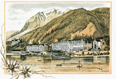 Hotel Scholastika along Lake Achensee Achen Tyrol Austria around 1900 by Unbekannt
