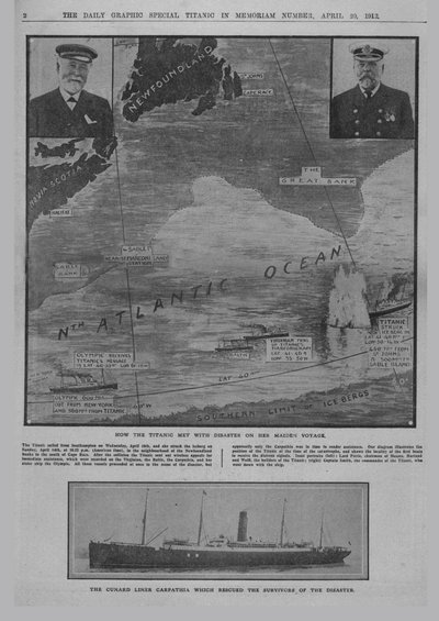 How the Titanic Met with Disaster..., and The Cunard Liner Carpathia..., April 20, 1912 by Unbekannt