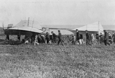 Hubert Latham prepares to take off after Louis Bleriot, near Calais, France by Unbekannt