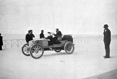 Hubert le Blon, in his Gardner-Serpollet steam car, Nice by Unbekannt