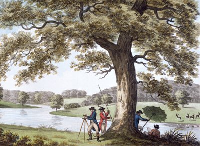 Humphry Repton surveying with a theodolite by Unbekannt