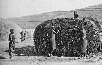 Hut building in Zululand by Unbekannt