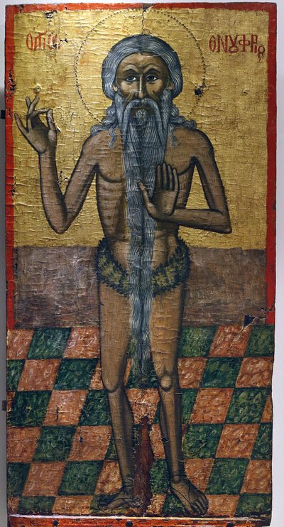 Icon in Pedoulas Byzantine Museum: Saint Onoufrios (17th century) by Unbekannt