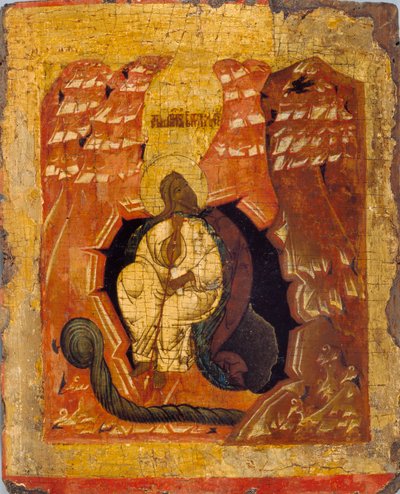 Icon of Elijah fed by a Crow, 15th-16th century by Unbekannt