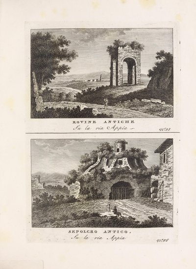 Illustration from the book Ancient and Modern Views of the Most Interesting Places in the City of Rome by unknown author and published by Presso Venanzio Monaldini, Stefano Piale in Piazza di Spagna (ca. 1820) by Unbekannt