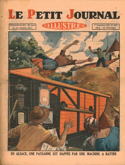 In Alsace, a Peasant Woman is Caught in a Threshing Machine by Unbekannt