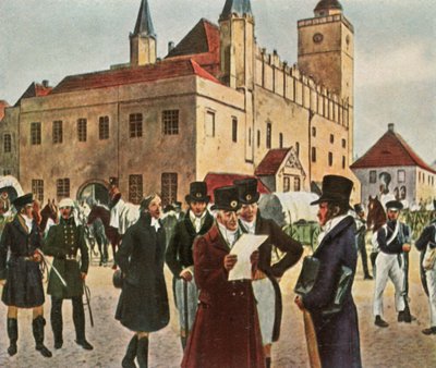 In Front of the Town Hall at Reichenbach in Silesia During the Ceasefire by Unbekannt