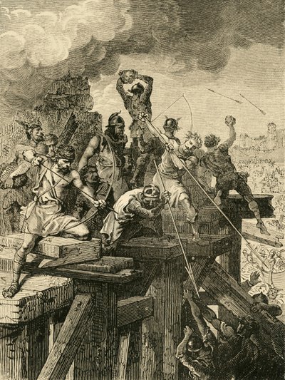 Incident in the Siege of Paris: Defending the Bridge and Tower, 845, 1890 by Unbekannt