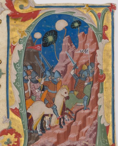 Initial A with the Battle of the Maccabees, ca. 1360-70 by Unbekannt