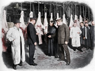 Inspecting Meat at Smithfield Market, City of London by Unbekannt