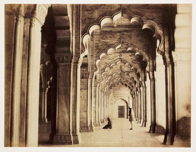 Interior of the Pearl Mosque in Agra (India), c 1865, built in marble between 1646-1653 by Unbekannt