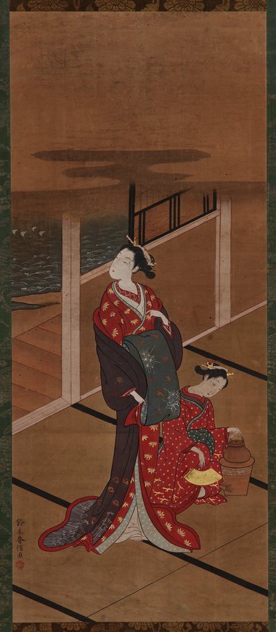 Interior: A Yujo and an Attendant Heating Water by Unbekannt