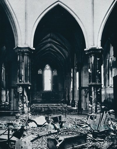 Interior of the Temple Church after the fire by Unbekannt