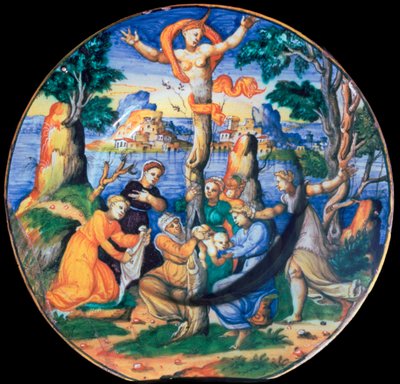 Italian Earthenware Plate Showing the Birth of Adonis by Unbekannt
