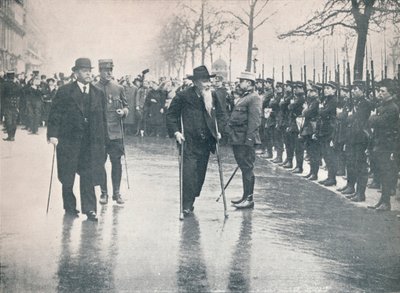 Italian veteran, General Ricciotti Garibaldi, at a review of French recruits in Paris, c1914 by Unbekannt
