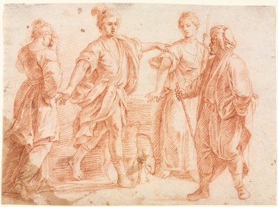 Jacob and Laban with Rachel and Leah recto, 1600s by Unbekannt