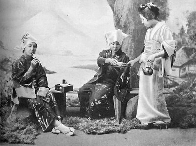 Japanese Peasant Girls Taking Tea at a Wayside Rest by Unbekannt