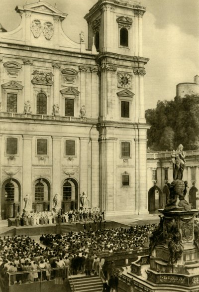 Jedermann performed in front of Salzburg Cathedral, Salzburg, Austria by Unbekannt