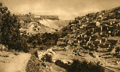 Jerusalem - Valley of Kidron, Siloam and City Wall, c1918-c1939 by Unbekannt