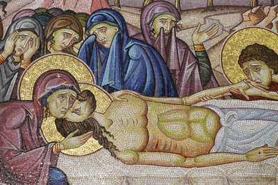 Jesus Laid in the New Tomb of Joseph of Arimathea (Detail), Holy Sepulchre Church, Jerusalem, Israel by Unbekannt