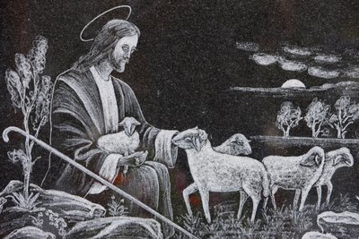 Jesus the good shepherd, Saint-Nicolas de Veroce, France by Unbekannt