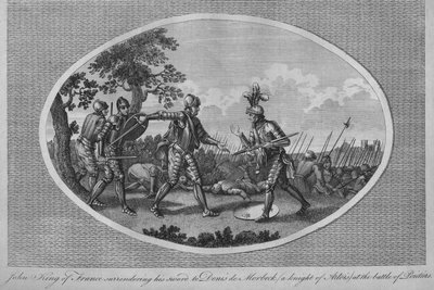 John II of France Surrendering His Sword to Denis de Morbeck at the Battle of Poitiers, 1356 by Unbekannt