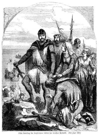 John kneeling for forgiveness before his brother Richard by Unbekannt