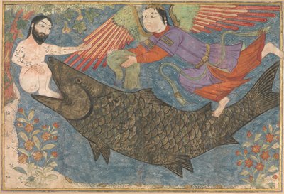 Jonah and the Whale, Folio from a Jami al-Tavarikh Compendium of Chronicles by Unbekannt
