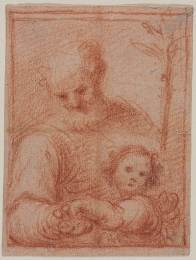 Joseph and Child (recto), Fragment of Two Figures (verso) by Unbekannt