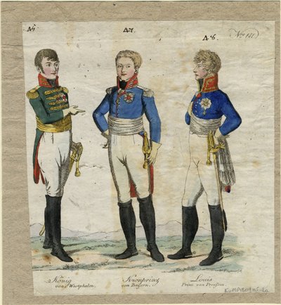 Jerome Bonaparte, King of Westphalia, Prince Louis Ferdinand of Prussia and Ludwig I of Bavaria by Unbekannt