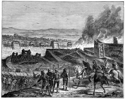 Julius Caesar laying siege to Alesia, Gaul, 52 BC by Unbekannt