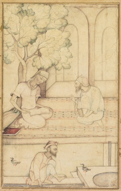 Kabir and Two Followers on a Terrace, c. 1610-1620 by Unbekannt