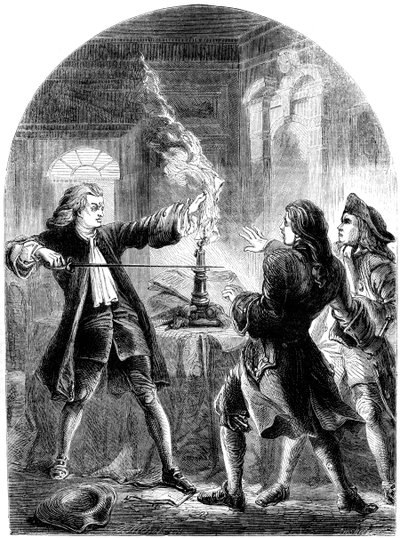 Kelly, the non-juring clergyman, destroying the treasonable papers, 18th century 19th century by Unbekannt