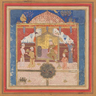 Khusrau Parviz before his Father Hurmuzd, Folio from a Shahnama by Unbekannt